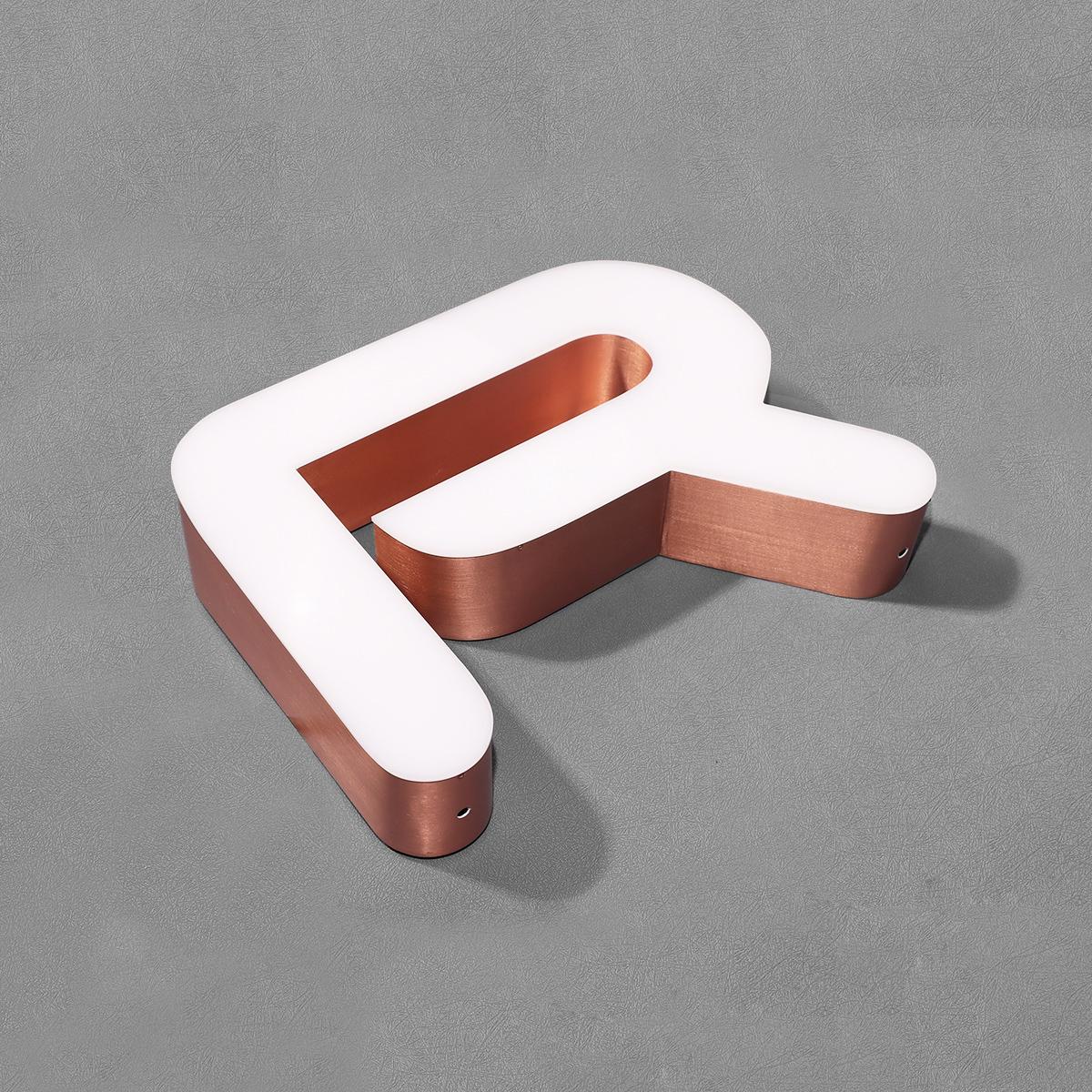 电镀拉丝无边框字 侧